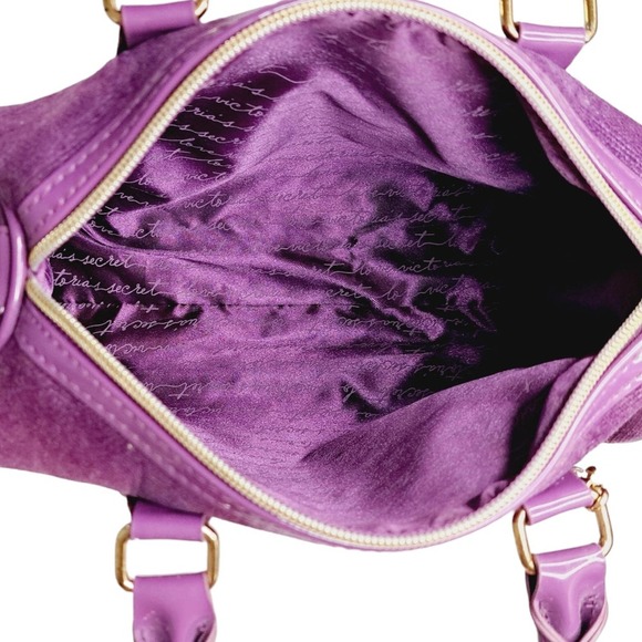 Victoria Secret Small Handbag 90s/Pre-PINK Velour Purple Bag - Picture 6 of 11